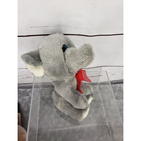 Hug Fun Jungle Elephant 272376 Gray with Red Bow Blue Glitter Eyes plush stuffed - Picture 2 of 11